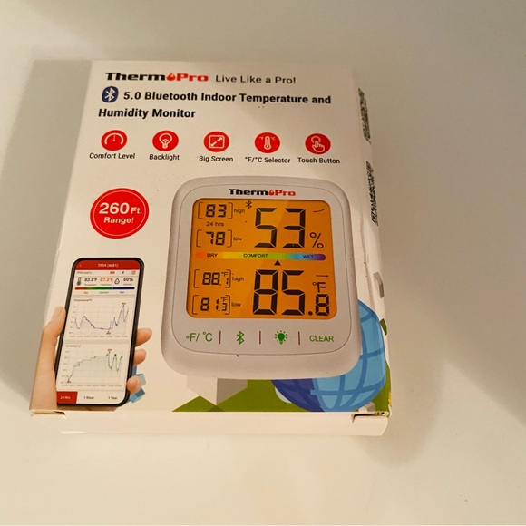 NWT ThermoPro BluetoothThermometer, Temperature & Humidity Monitor - Picture 7 of 10